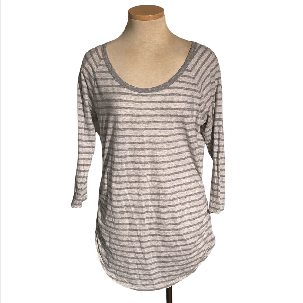 Standard James Perse Striped Long Sleeve Ruched Sides Top Size 3 Large
